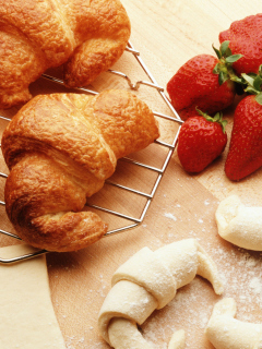 Croissants And Strawberries wallpaper 240x320