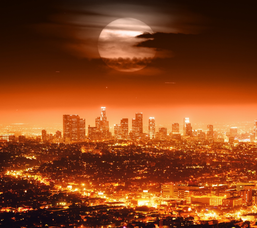 Full Moon Above Los Angeles wallpaper 1080x960