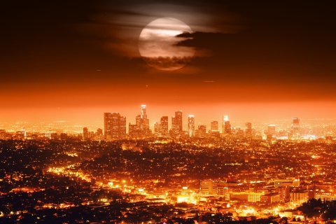 Full Moon Above Los Angeles wallpaper 480x320