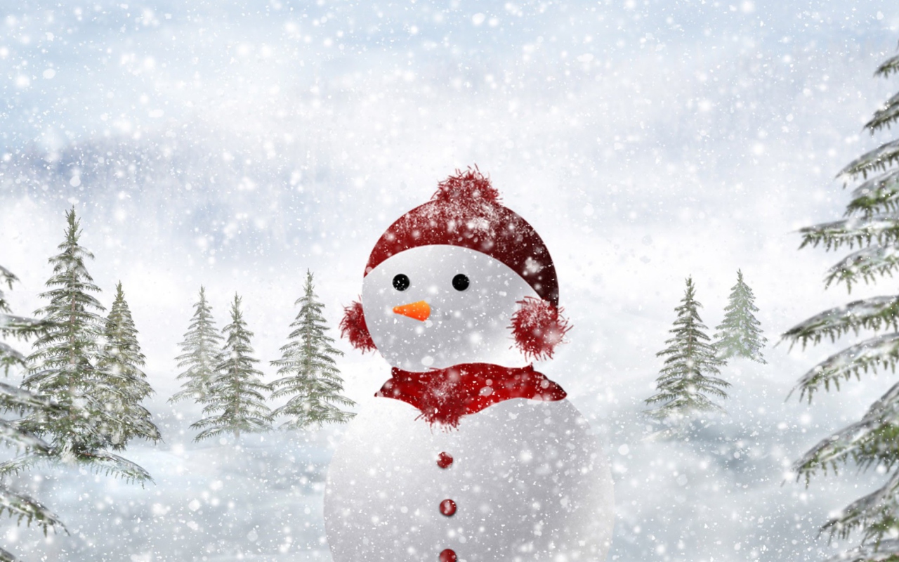 Das Snowman In Snow Wallpaper 1280x800