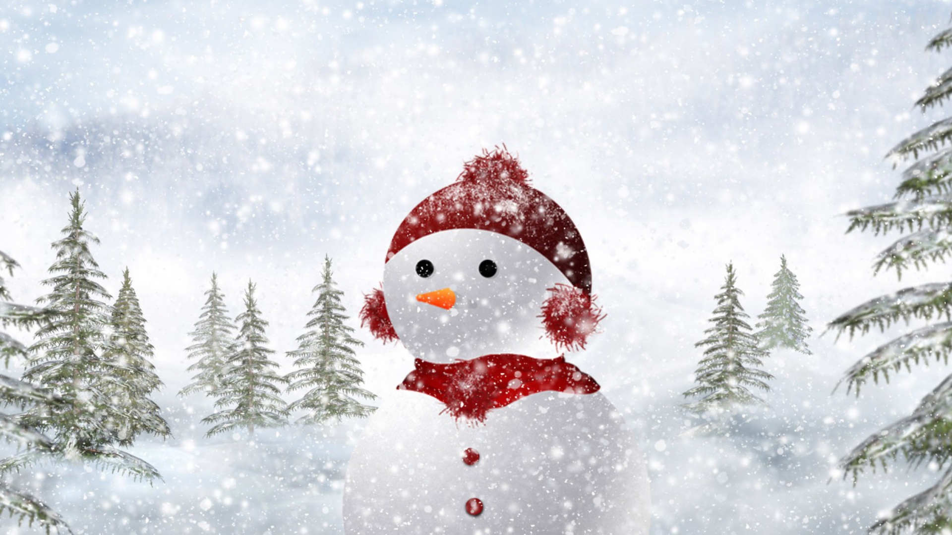 Das Snowman In Snow Wallpaper 1920x1080