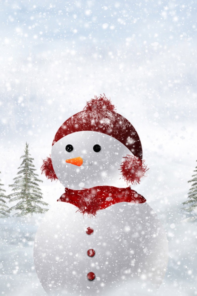 Das Snowman In Snow Wallpaper 640x960