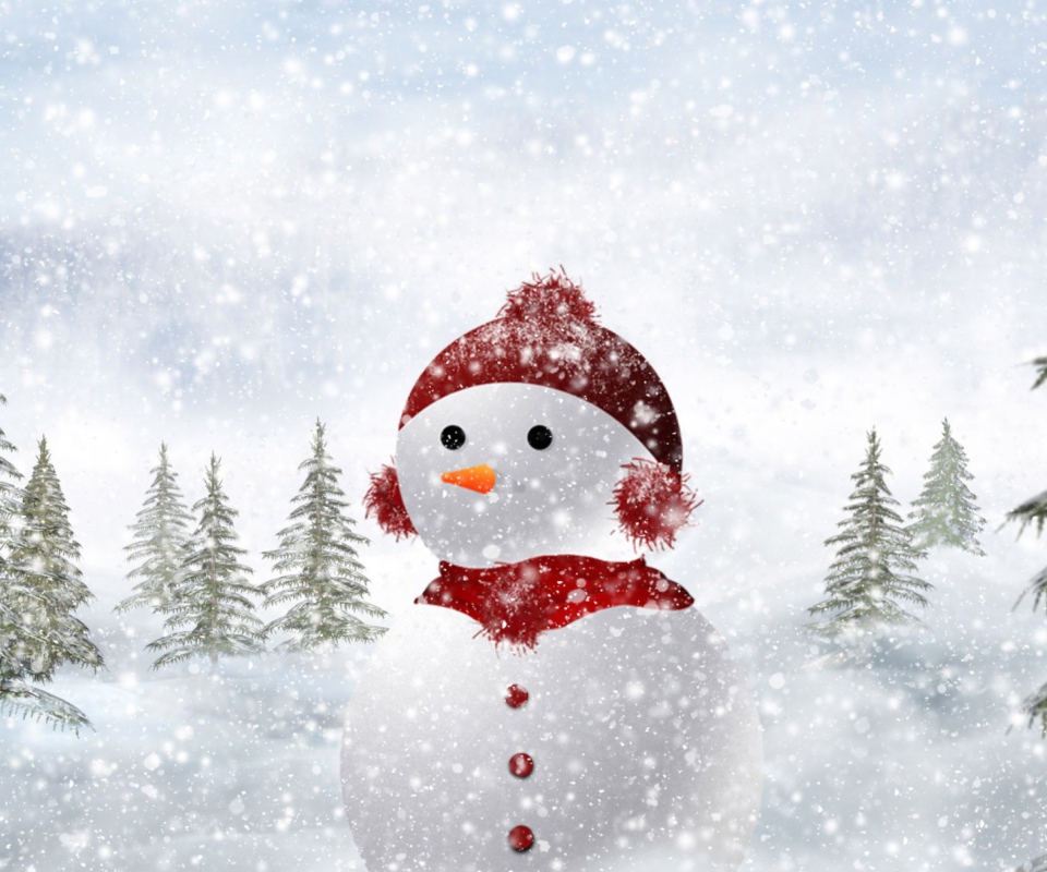Das Snowman In Snow Wallpaper 960x800