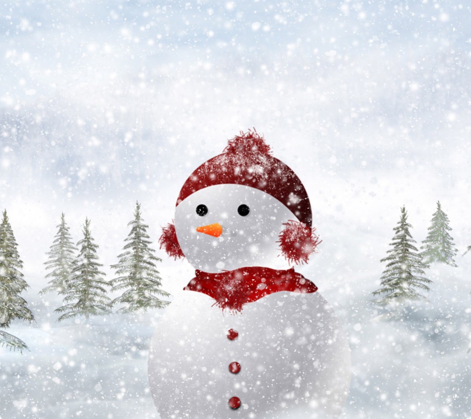 Snowman In Snow wallpaper 960x854
