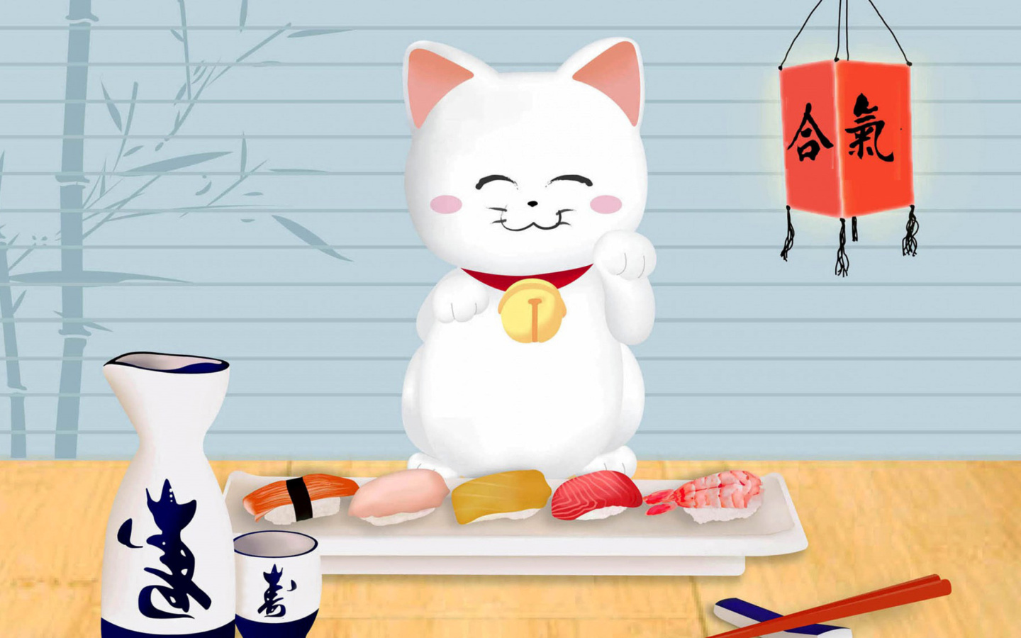 Das Maneki Neko Cat HD Wallpaper 1440x900