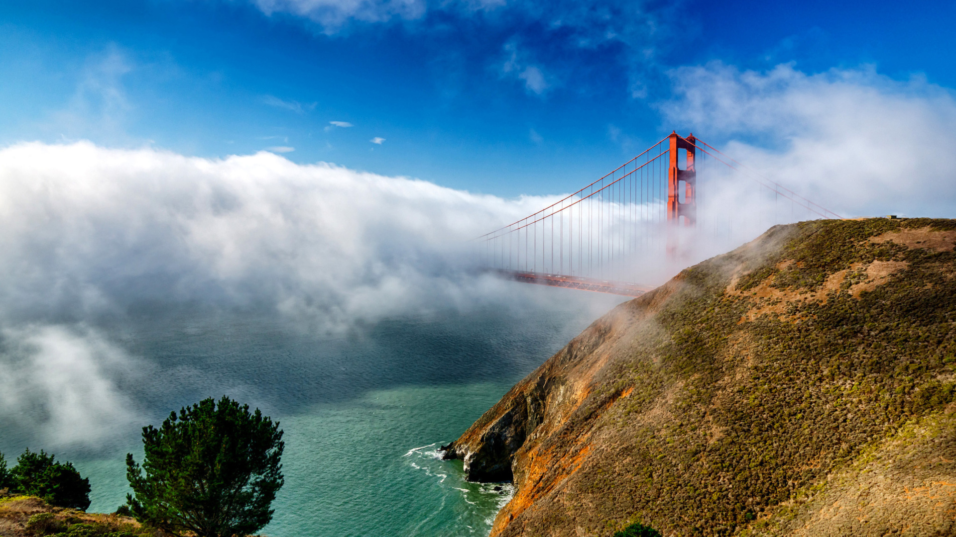 Golden Gate Bridge in Fog wallpaper 1920x1080