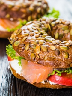 Bagel with Salmon wallpaper 240x320