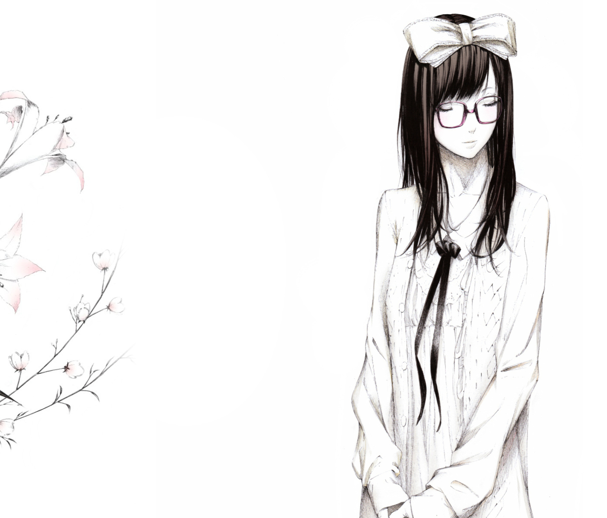 Fondo de pantalla Sketch Of Girl Wearing Glasses And Bow 1200x1024