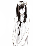 Das Sketch Of Girl Wearing Glasses And Bow Wallpaper 128x160