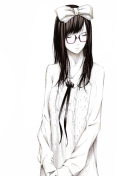 Sketch Of Girl Wearing Glasses And Bow wallpaper 132x176