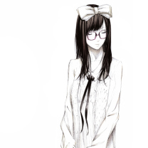 Обои Sketch Of Girl Wearing Glasses And Bow 208x208