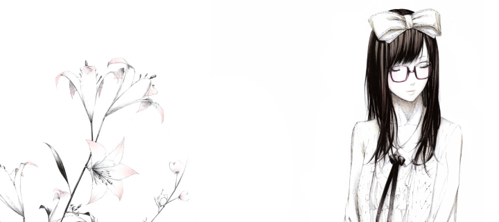 Screenshot №1 pro téma Sketch Of Girl Wearing Glasses And Bow 720x320