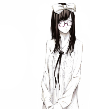 Sketch Of Girl Wearing Glasses And Bow papel de parede para celular para 2048x2048