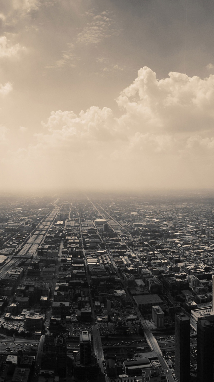 Chicago Sky Black And White wallpaper 750x1334