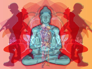 Das Buddha Creative Illustration Wallpaper 320x240