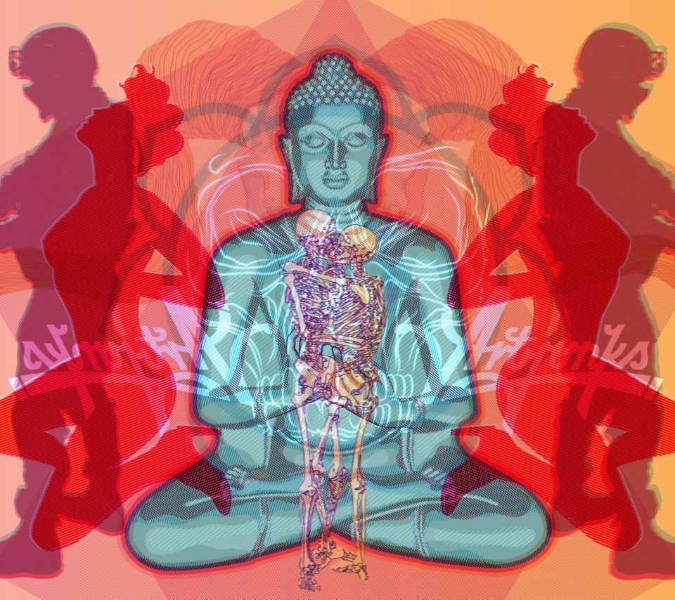 Das Buddha Creative Illustration Wallpaper 960x854