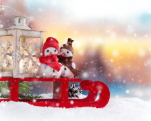Das Snowman Christmas Figurines Decoration Wallpaper 220x176