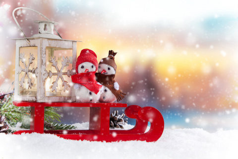 Обои Snowman Christmas Figurines Decoration 480x320