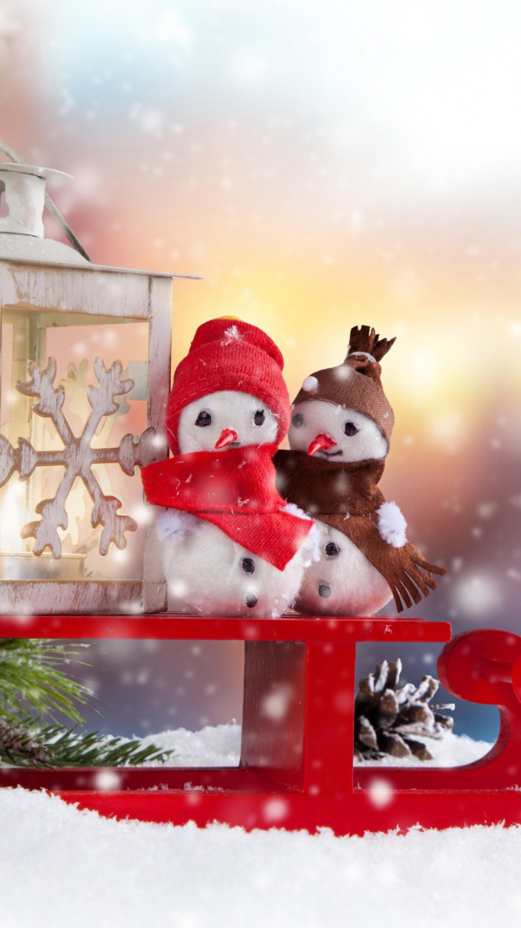 Snowman Christmas Figurines Decoration wallpaper 750x1334