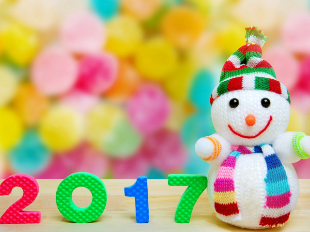 2017 New Year Snowman wallpaper 640x480