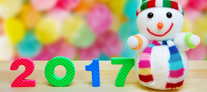 Sfondi 2017 New Year Snowman 720x320