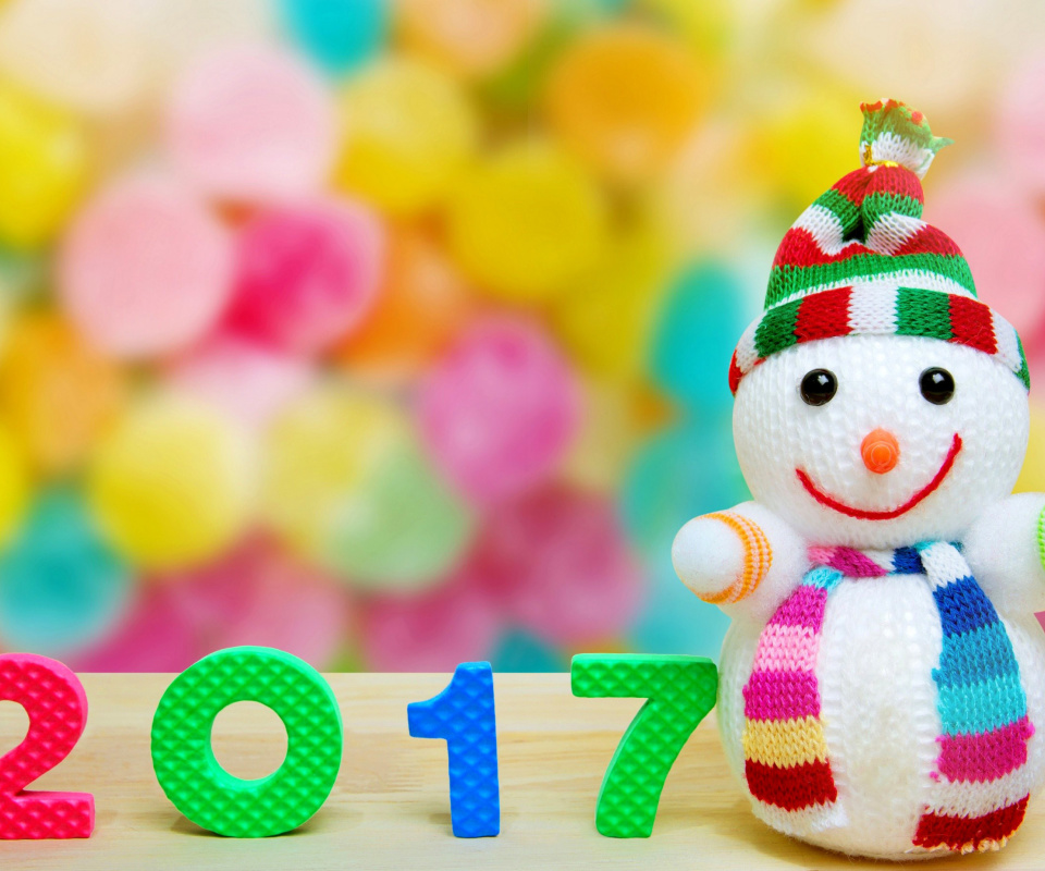 Fondo de pantalla 2017 New Year Snowman 960x800