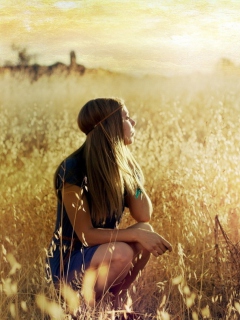 Blonde Girl In Summer Field screenshot #1 240x320