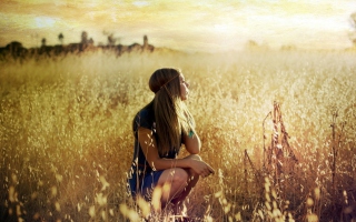 Blonde Girl In Summer Field Picture for Android, iPhone and iPad