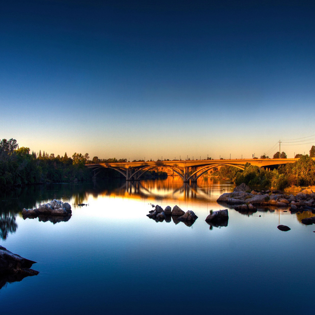 River With Bridge wallpaper 1024x1024