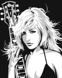 Sfondi Black And White Drawing Of Guitar Girl 128x160