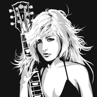 Обои Black And White Drawing Of Guitar Girl для 128x128