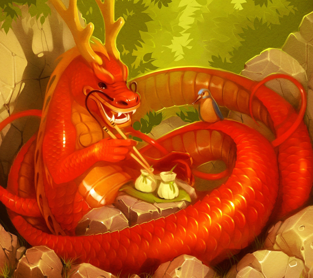 Dragon illustration wallpaper 1080x960