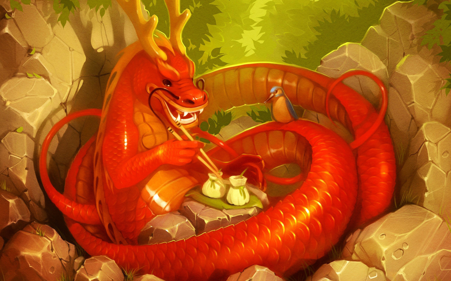 Das Dragon illustration Wallpaper 1440x900