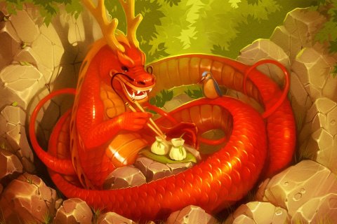 Dragon illustration wallpaper 480x320