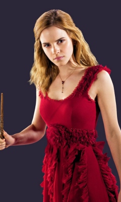 Обои Emma Watson In Red Dress 240x400