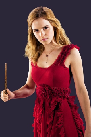 Emma Watson In Red Dress wallpaper 320x480