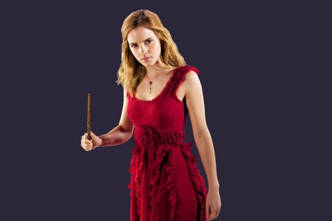 Обои Emma Watson In Red Dress 480x320