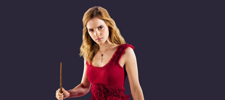 Sfondi Emma Watson In Red Dress 720x320