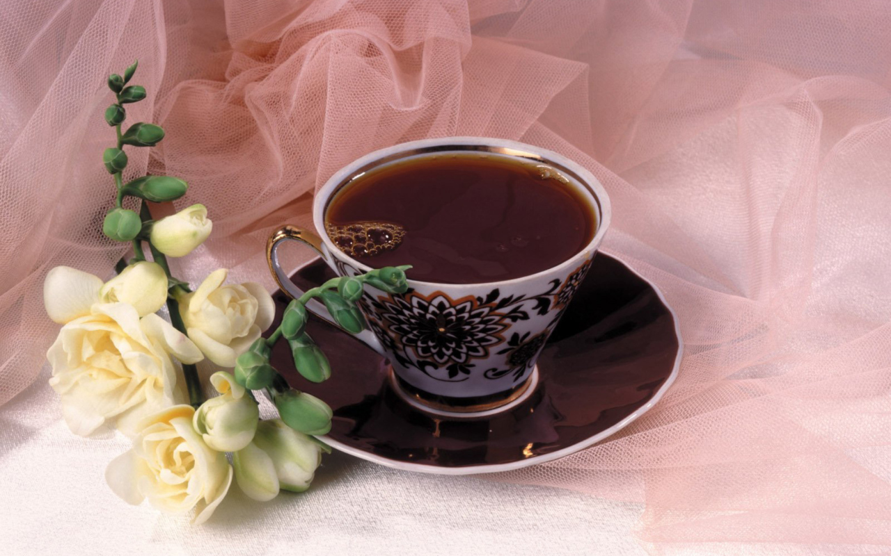 Roses And Coffee wallpaper 1280x800