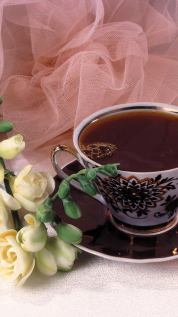 Das Roses And Coffee Wallpaper 360x640