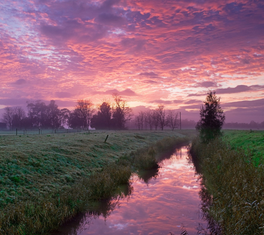 Cold Morning Pink Sky wallpaper 1080x960