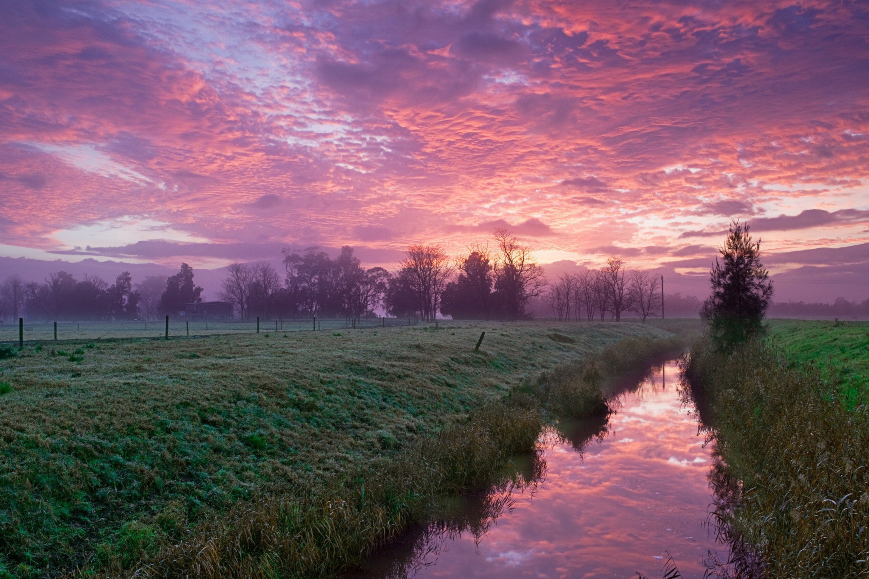 Das Cold Morning Pink Sky Wallpaper 2880x1920