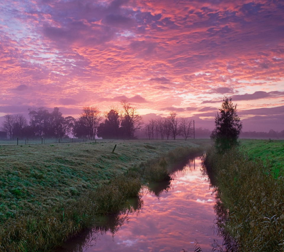 Das Cold Morning Pink Sky Wallpaper 960x854