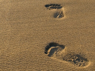 Fondo de pantalla Footprints On Sand 320x240