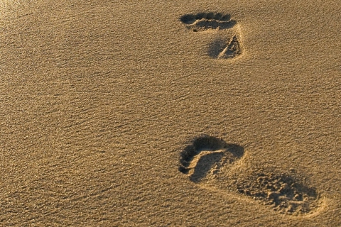 Fondo de pantalla Footprints On Sand 480x320