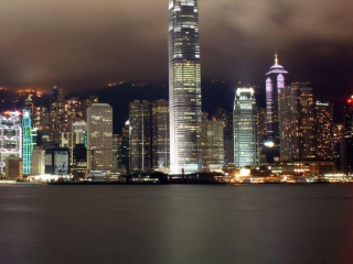 Das Hong Kong At Night Wallpaper 320x240
