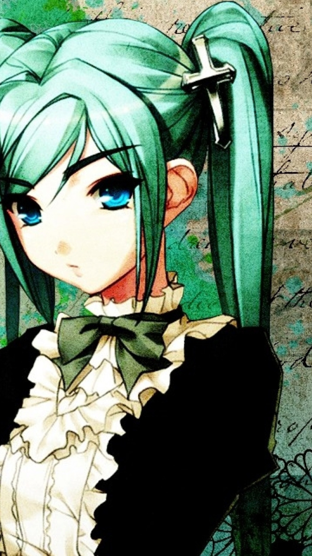 Sfondi Anime Girl Green Hair 1080x1920