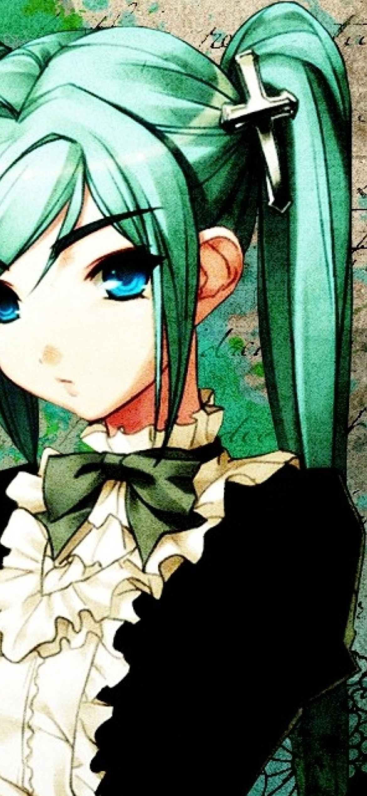 Обои Anime Girl Green Hair 1170x2532