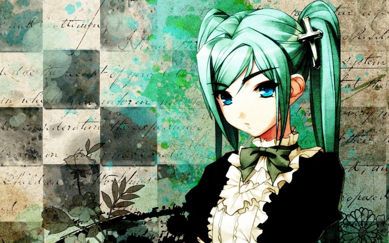 Fondo de pantalla Anime Girl Green Hair 1280x800