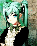 Das Anime Girl Green Hair Wallpaper 128x160